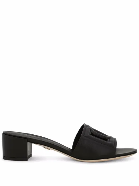 Dolce & Gabbana calfskin slides with DG logo Black CR1139AY329