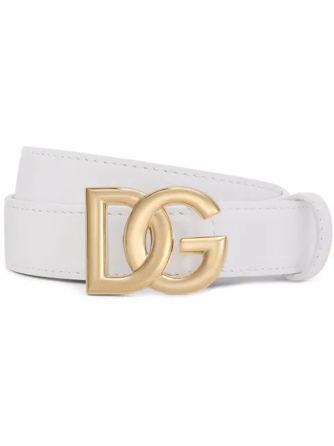 Dolce & Gabbana calfskin belt with DG logo White BE1447AW576