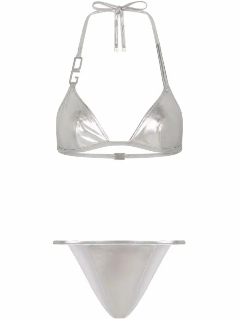 Dolce & Gabbana DG-logo triangle bikini Silver O8B37JFUSOZ