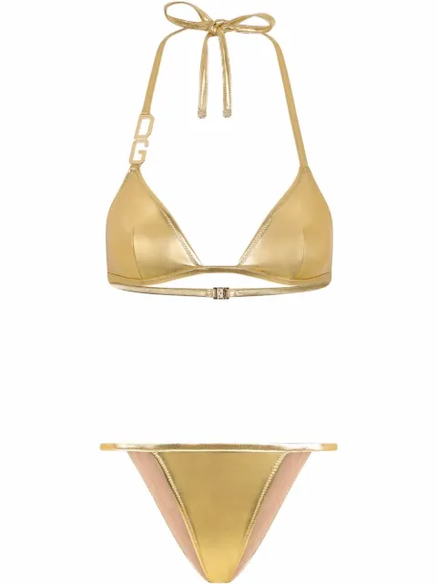 Dolce & Gabbana DG-logo triangle bikini Gold O8B37JFUSOZ