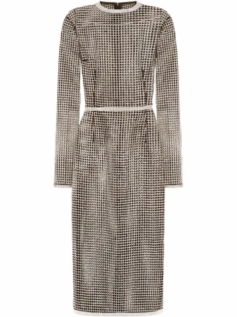 Dolce & Gabbana rhinestone-embellished mesh mini dress Grey F6ZM8ZGDAIN