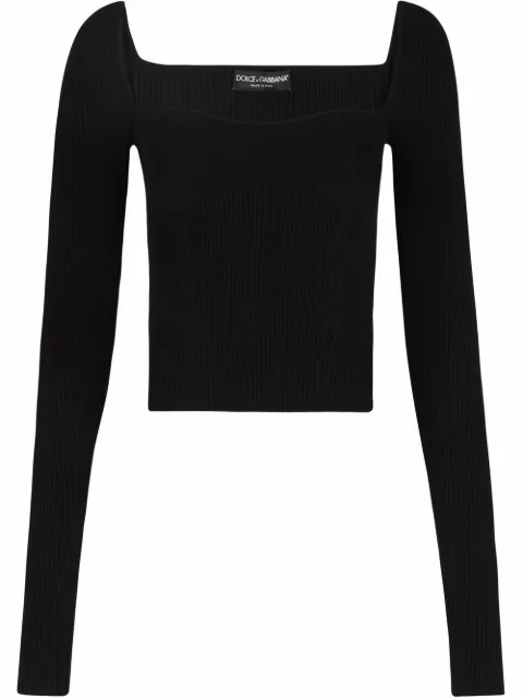 Dolce & Gabbana ribbed-knit square-neck jumper Black FXG67TJAIFJ