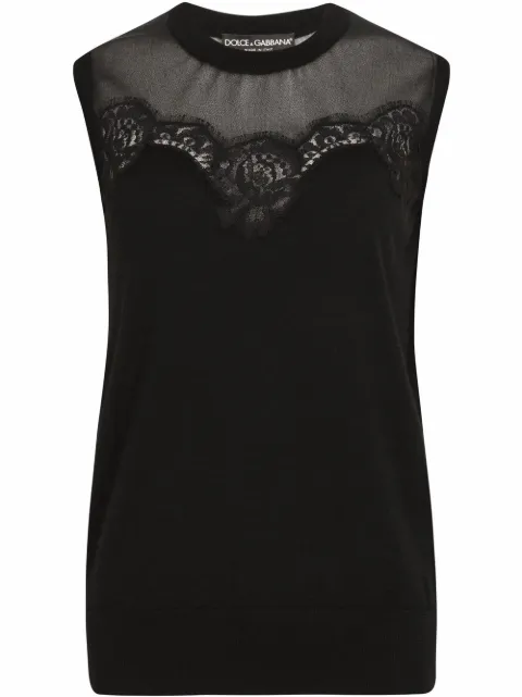 Dolce & Gabbana lace-detail sleeveless jumper Black FXG00TJCMY0
