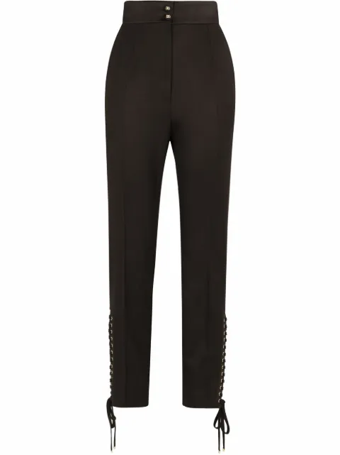 Dolce & Gabbana lace-up twill trousers Black FTCEATFUBE7
