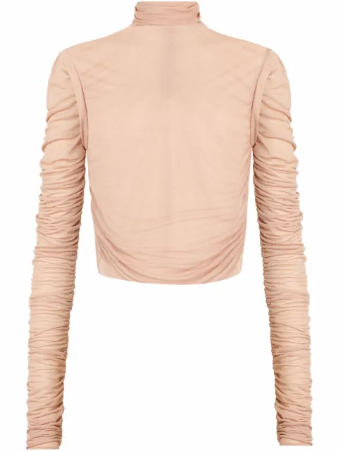 Dolce & Gabbana long-sleeve draped top Neutrals F753UTHU7J4