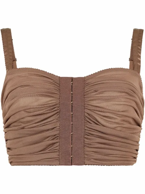 Dolce & Gabbana draped crop top Brown F751STHU7J4
