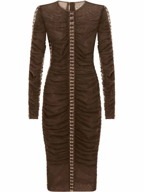 Dolce & Gabbana draped tulle midi dress Brown F6ZH9THLUAB