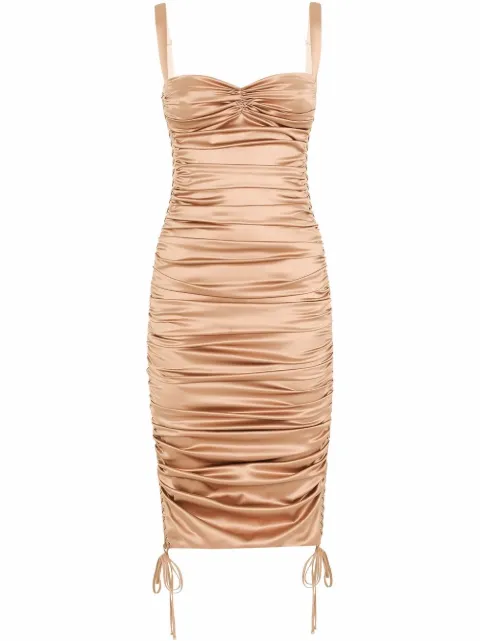 Dolce & Gabbana ruched mid-length dress Neutrals F69R6TFURAG
