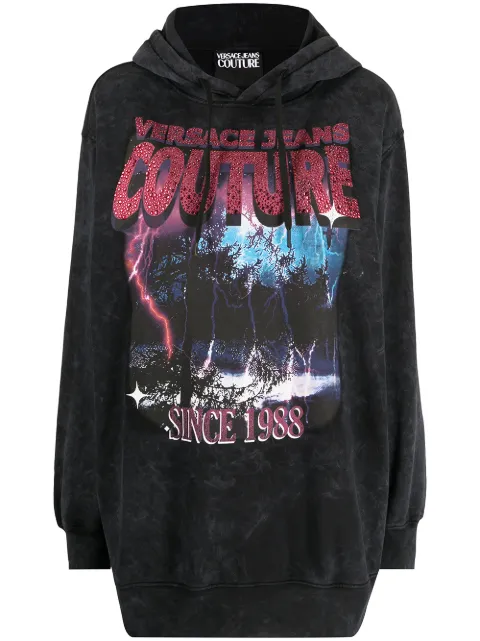 Versace Jeans Couture graphic-print cotton hoodie Black E71HAIP09ECFW0P