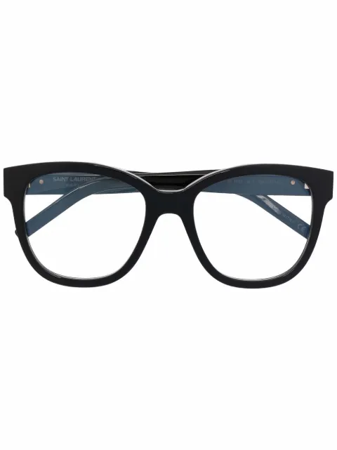Saint Laurent Eyewear polished-effect oversize-frame glasses Black SLM97