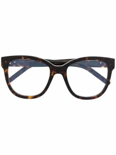 Saint Laurent Eyewear tortoiseshell-effect oversize-frame glasses Brown SLM97
