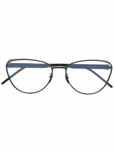 Saint Laurent Eyewear polished-effect round-frame glasses Black SLM92