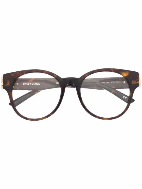 Balenciaga Eyewear BB logo tortoiseshell round-framed glasses Brown BB0173O002