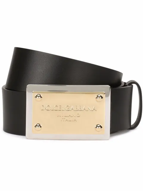 Dolce & Gabbana logo-buckle leather belt Black BC4676AX622