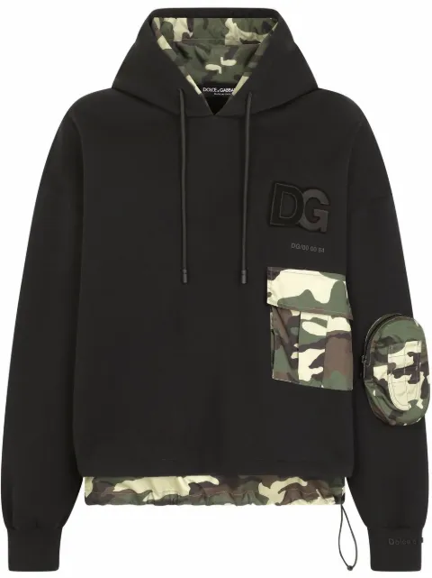 Dolce & Gabbana camouflage-print logo hoodie Black G9WZ2ZG7BSQ