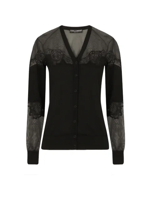 Dolce & Gabbana lace-trim cardigan Black FXF99TJCMY0