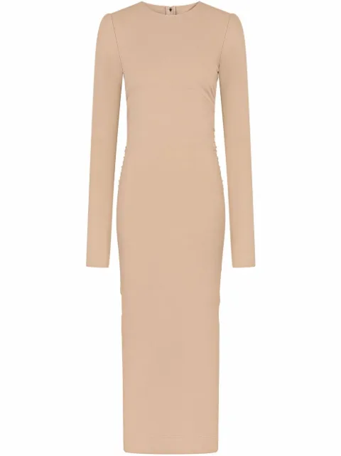 Dolce & Gabbana draped-detail midi dress Neutrals F6ZR8TFUGKF