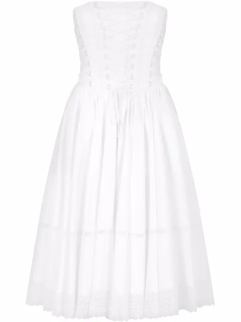 Dolce & Gabbana gabardine bustier midi dress White F6ZD4TFUFLH