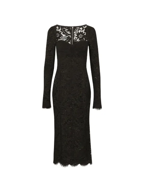 Dolce & Gabbana scallop-hem lace midi dress Black F6ZB4TFLM96