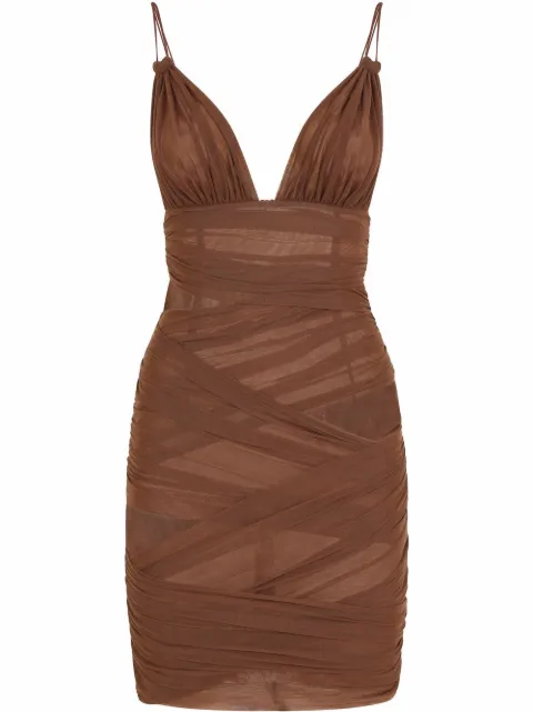Dolce & Gabbana wrapover tulle minidress Brown F6R6TTFLRDA