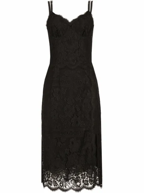 Dolce & Gabbana lace-trim ruched dress Black F6R1ZTHLMPB