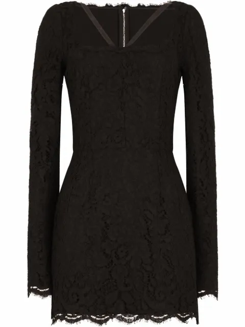 Dolce & Gabbana long-sleeve lace minidress Black F6L0ZTHLMTB