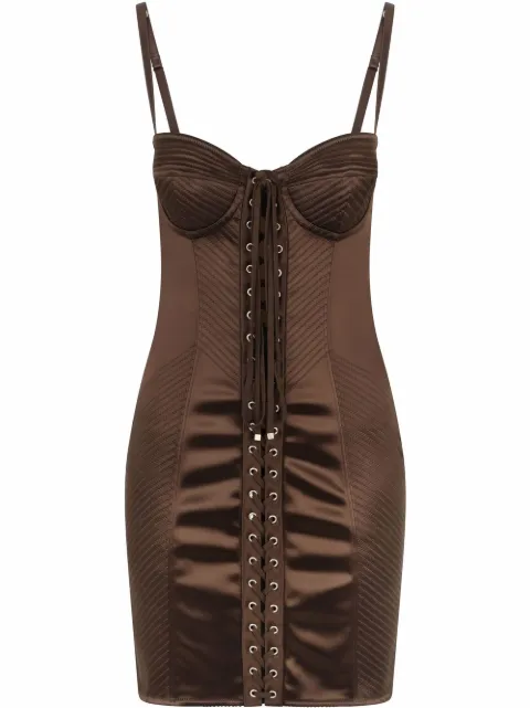 Dolce & Gabbana satin corset style mini dress Brown F6G1XTFURAD