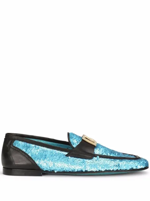 Dolce & Gabbana Ariosto sequin-embellished slippers Blue A50462AQ891