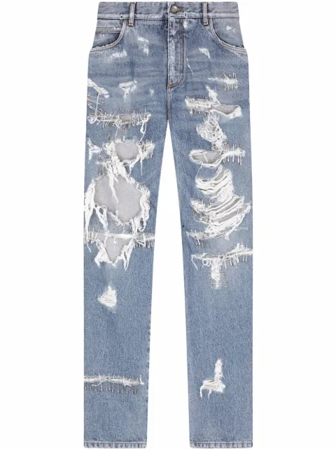 Dolce & Gabbana ripped mid-rise loose-fit jeans Blue GWVNXZG8FJ8