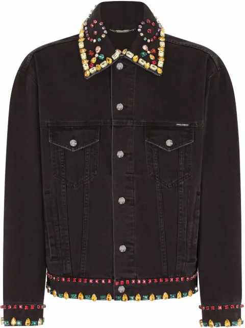 Dolce & Gabbana embellished-detail denim jacket Black G9WO3ZGEZF1