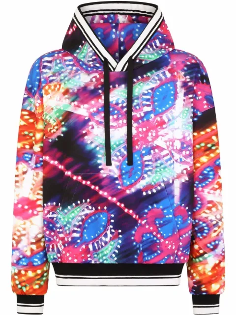 Dolce & Gabbana luminaire-print stretch-cotton hoodie Blue G9WL6TFSUAO
