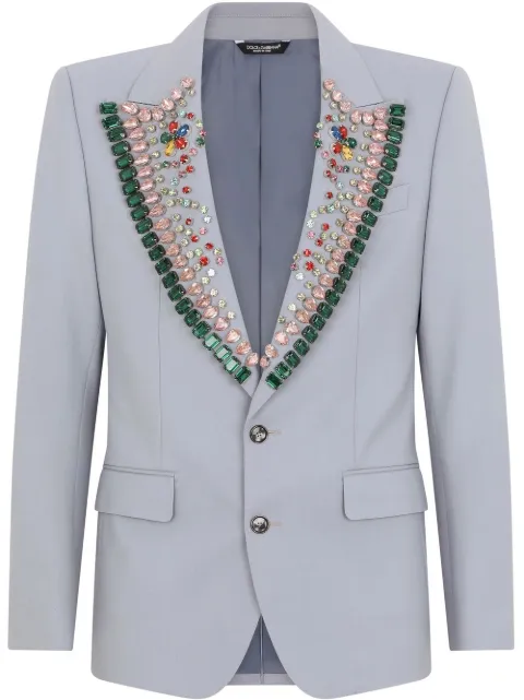 Dolce & Gabbana Sicilia-fit embellished single-breasted blazer Blue G2PQ4ZGEZF6