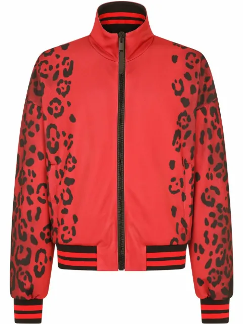 Dolce & Gabbana leopard-print bomber jacket Red G9WL7ZHI7OL