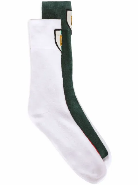 Dolce & Gabbana Italia logo-patch socks Red GXI97ZJACNC