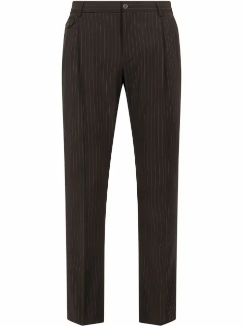 Dolce & Gabbana pinstripe tailored wool-blend trousers Black GY6UETFRRDT