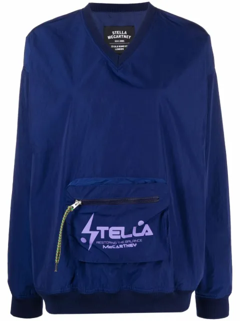 Stella McCartney V-neck pouch pocket sweatshirt Blue 604040SNA17
