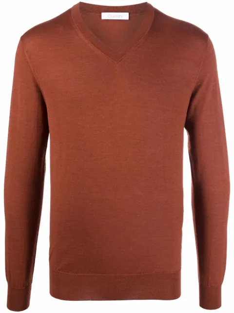 Cruciani V-neck cashmere-silk jumper Orange CU487BV03F