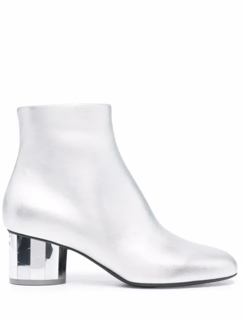 Ferragamo Mirrored heel leather ankle boots Silver 748933