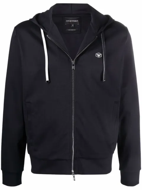 Emporio Armani logo-patch zip-up hoodie Blue 8N1MG01JBTZ