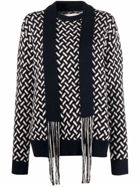 Jil Sander scarf-detail wool jumper Blue JSWT752301WTY20088