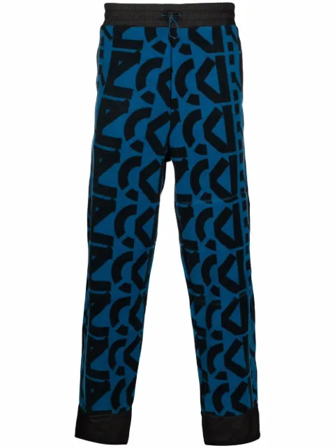 Kenzo monogram-print fleece track pants Blue FB65PA7544MR