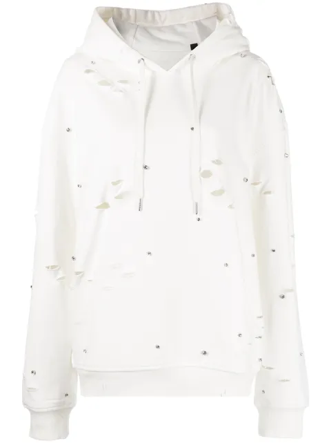 God's Masterful Children Galaxy ripped-detailed hoodie White GMC02BBKH02