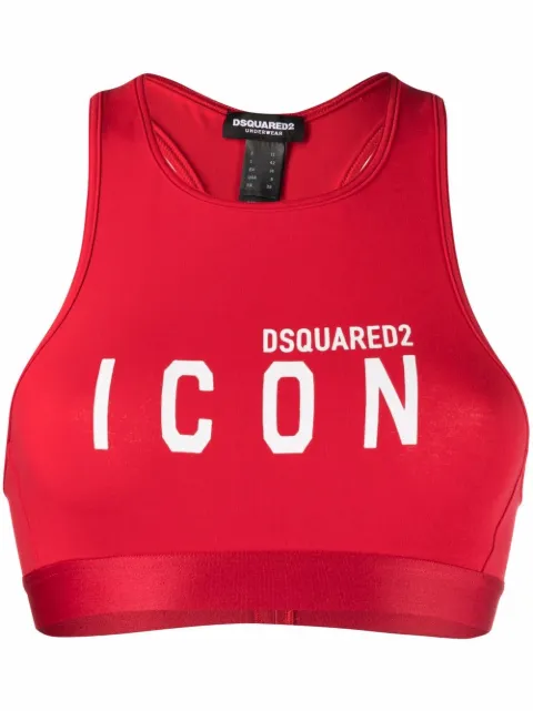 DSQUARED2 logo-print cotton bra Red D8RG03660ISA01