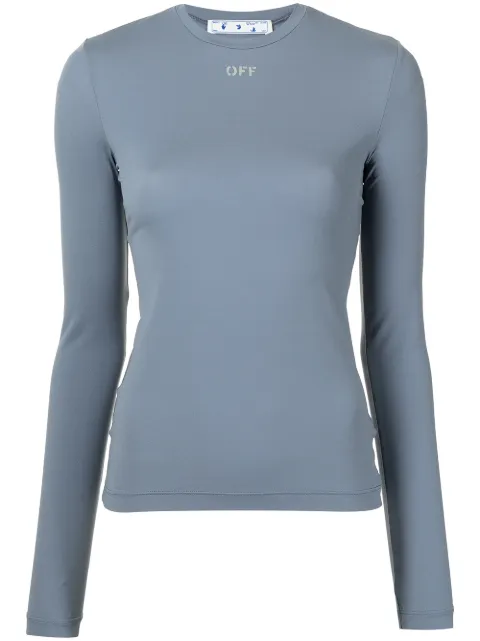 Off-White Off-print long-sleeve top Blue OWAD136F21JER0020605