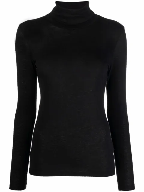 Majestic Filatures roll neck jumper Black M005FTS011