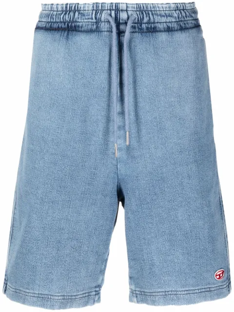 Diesel logo-patch denim shorts Blue A0393409D01