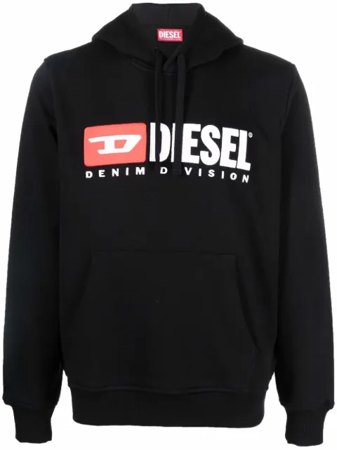 Diesel S-Ginn-Hood-Div logo-appliqué hoodie Black A037570BAWT
