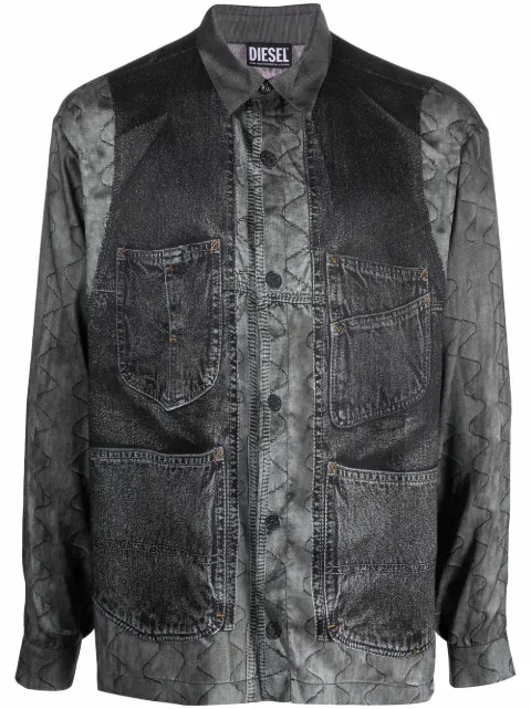 Diesel Gilliam long-sleeve satin shirt Green A055900KFAS