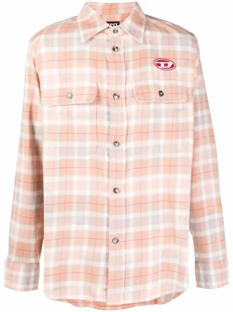 Diesel logo-patch patterned shirt Orange A036950IEAM
