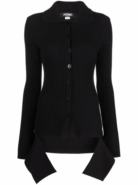 ANDREĀDAMO cut-out detail long-sleeve ribbed cardigan Black ADFW21CA02031473